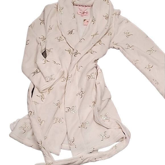 Juicy Couture JC Gold Embossed Logo Plush Robe - Picture 7 of 7